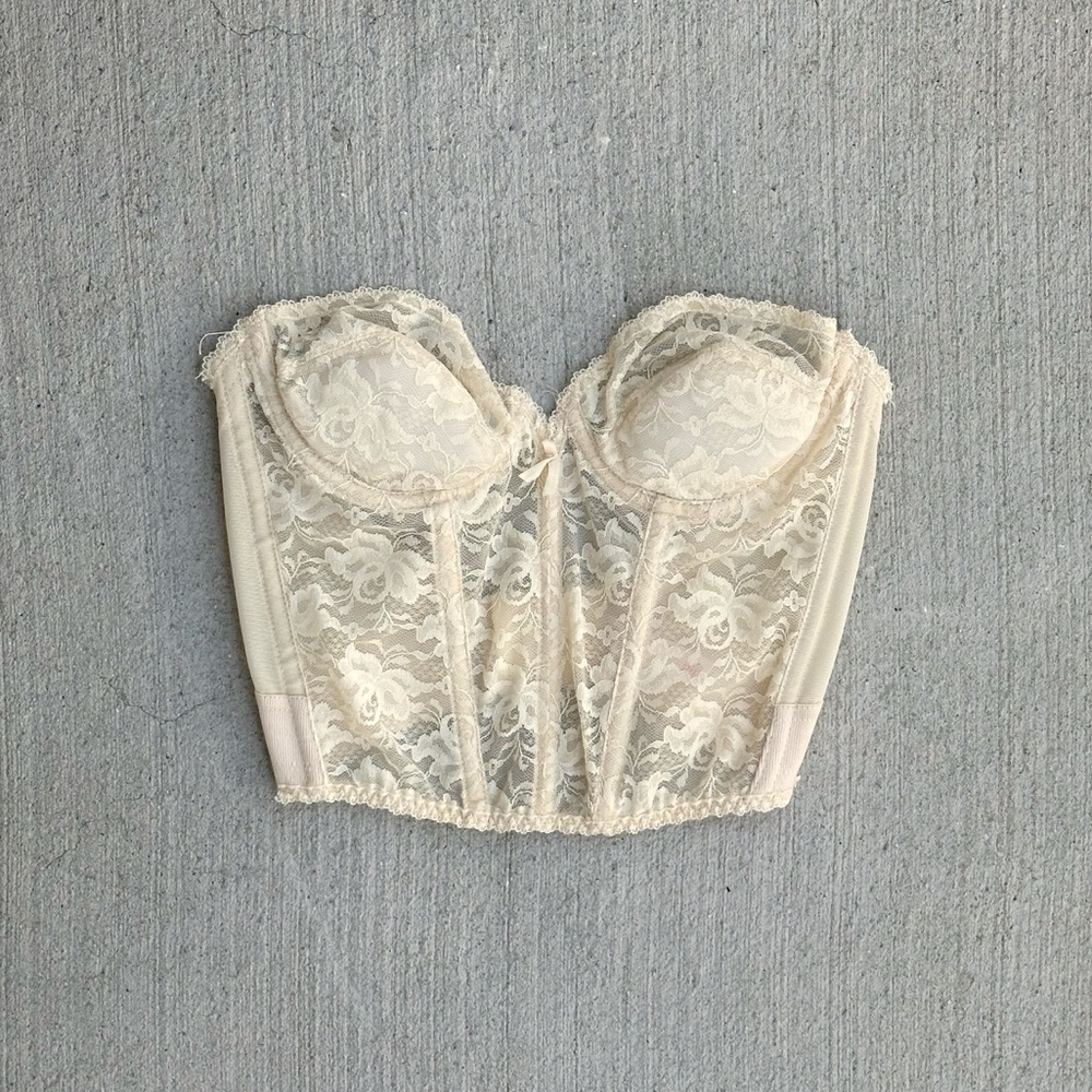 vintage cream lace corset